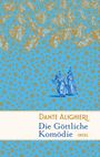 "Dante Alighieri. Die Göttliche Komödie. INSEL." Blaues Muster mit goldenen Sternen und Figuren.