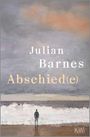 Text: "Julian Barnes Abschied(e)". Illustration eines Mannes am Meer unter wolkigem Himmel.