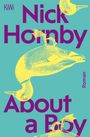 Text: "KiWi", "Nick Hornby", "About a Boy", "Roman".  
Illustration: Zwei stilisierte gelbe Enten auf blauem Hintergrund.