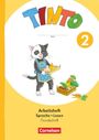 "TINTO 2, Arbeitsheft, Sprache • Lesen, Grundschrift, Cornelsen." Illustration: Katze mit Schürze und einer Kiste Gemüse.