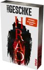 Text: "LINUS GESCHKE", "HRAD", "Horror Thriller", "SPIEGEL Bestseller-Autor", "PIPER". 

Buchcover mit dunklem Schloss und roten Lettern.