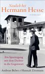 "Neulich bei Hermann Hesse", ein Mann in Anzug und Hut in einem sonnigen Dorfplatz.