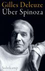 "Gilles Deleuze Über Spinoza Suhrkamp" steht über einem Porträt eines älteren Mannes in Schwarz-Weiß.