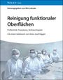 Titel: "Reinigung funktionaler Oberflächen". Fünf Personen in Schutzkleidung in einem Laborumfeld.