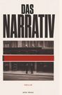 "Das Narrativ", "Thriller". Zwei Männer vor einem Hotel mit vier Sternen, oben und unten ist ein roter Balken.