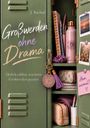Eine geöffnete Metallspind zeigt Bücher, Schreibwaren und ein rosa Trinkflasche. Bücher: "Großwerden ohne Drama".