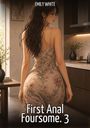 EMILY WHITE, First Anal Foursome. 3. Frau im geblümten Kleid in einer stilvollen Küche, von hinten betrachtet, mit langen Haaren.