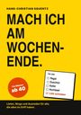 Titel: "Mach ich am Wochenende." To-do-Liste: Regal, Duschtür, Keller, Hochbeet, Liste schreiben. Gelber Hintergrund.