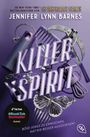 Titel "KILLER SPIRIT" in großen Buchstaben. Dekorierter Hintergrund mit Haarspray, Kamm, Messer und Schmetterling.