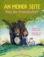 „AN MEINER SEITE. Von der Freundschaft.“ Illustration: Zwei lachende Menschen, die unter einem Baum sitzen.