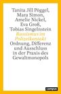 Text: "Tanita Jill Pöggel, Mara Simon, Amelie Nickel, Eva Groß, Tobias Singelnstein - Rassismus im Polizeikontakt." Weiße Fläche mit gelbem Rand.