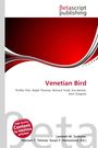 „Venetian Bird“ oben, Verlagsname. Rote Welle, weißer Hintergrund, dynamisches Design.
