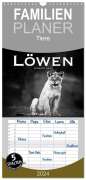 Robert Styppa: Familienplaner 2024 - Löwen schwarz weiß mit 5 Spalten (Wandkalender, 21 x 45 cm) CALVENDO, KAL