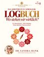 „Das Arbeitsbuch zu Liebeslogik: Logbuch. Wo stehen wir wirklich?“ Illustration von Zahnrädern; Bild von Frau unten links.