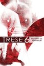 „TRESE 6 Sturmflut um Mitternacht“ in weißem Text auf dunklem Hintergrund. Rote, abstrakte Illustration einer Kreatur.