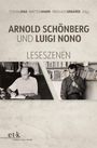"ARNOLD SCHÖNBERG UND LUIGI NONO - LESESZENEN", Bilder von zwei Männern beim Schreiben und Lesen. Logo: et+k.