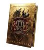 Auf einem goldenen Hintergrund steht: "Erben des Aufstands 2", "Battle Forged". Drachenkopf und Stier im Hintergrund.