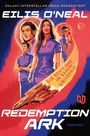 Oben: "GALAXY INTERSTELLAR MEDIA PRÄSENTIERT". Unten: "REDEMPTION ARK ROMAN". Illustration von Menschen im All.