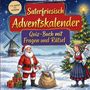 "Saterfriesisch Adventskalender: Quiz-Buch mit Fragen und Rätsel" steht auf einem weihnachtlichen Cover mit einem Weihnachtsmann.