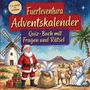 „Fuerteventura Adventskalender. Quiz-Buch mit Fragen und Rätsel.“ Illustration mit Weihnachtsmann, Windmühle und Engel.