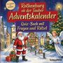 "Rothenburg ob der Tauber Adventskalender. Quiz-Buch mit Fragen und Rätsel." Illustration mit Weihnachtsmann, Engel und Häusern.