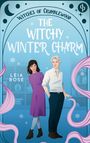 „The Witchy Winter Charm“ von Leia Rose. Zwei Figuren: eine Frau in lila Kleid und ein Mann in weißem Hemd, umgeben von Schneeflocken.