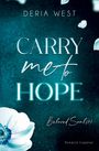 Text: "Carry me to Hope" von Deria West, "Beloved Soul(s)", "Romance Suspense". Blauer Hintergrund mit weißen Blumen.