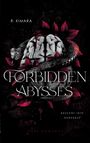 Der Text „FORBIDDEN ABYSSES“ und „DARK ROMANCE“. Eine Schlange umwickelt ein Gehirn, umgeben von roten Blättern.