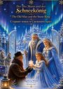 Der alte Mann und der Schneekönig. Eine winterliche Szene mit einem alten Mann, Schneekönig und zwei Frauen in blauen Kleidern.