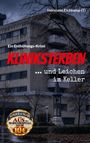 Der Text zeigt den Titel: "Kliniksterben ... und Leichen im Keller". Größe Gebäude, düstere Stimmung.