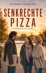 "SÉVERIN VELMARET, SENKRECHTE PIZZA, EIN WIEDERSEHEN NACH 23 JAHREN." Drei lachende Menschen an einem Flussufer bei Sonnenuntergang.