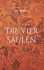 "Die vier Säulen." Oben steht "Nic Lorilla". Heller Hintergrund mit floralem Muster in dunklem Orange.