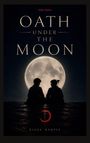 Zwei Personen sitzen Rücken an Rücken vor einem großen, leuchtenden Vollmond, umgeben von Sternen.