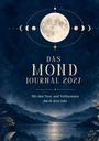 „DAS MOND JOURNAL 2027. Mit den Neu- und Vollmonden durch dein Jahr.“ Illustration mit Mondphasen über einer Landschaft.