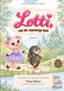 „Lotti, und der stachelige Gast“ Band 3, von Timo Beier. Zwei niedliche Tiere; Schweinchen im Kleid, Maulwurf mit Rucksack.