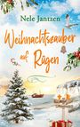 „Nele Jantzen. Weihnachtszauber auf Rügen.“ Winterlandschaft mit verschneitem Baum, Schiff, Geschenken und Schild „Hotel Möwennest“.