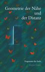 „Geometrie der Nähe und der Distanz“ ist oben in weißer Schrift. Rote Schmetterlinge auf blau-grünem Hintergrund.