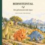 „BERNSTEINTAL: Die geheimnisvolle Spur. Kleine Freunde. Große Abenteuer.“ Drei Dinosaurier im malerischen Tal.