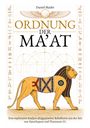 Titel: "Ordnung der Ma'at". Ein Löwe mit ägyptischen Symbolen, flankiert von Hieroglyphen.