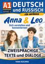 A1 Deutsch und Russisch; Anna & Leo; ZWEISPrachige Texte und Dialoge; Illustration: Junge und Mädchen am Tisch.