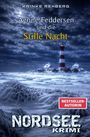 Text: "Krinke Rehberg, Aenne Feddersen und die Stille Nacht, Bestseller-Autorin, Nordsee Krimi". Winterlandschaft mit Leuchtturm.