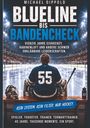 Cover von "Blueline bis Bandencheck" von Michael Dippold. Ein Eishockeyspieler sitzt vor einer Eisfläche.