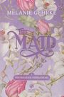 Text: "Melanie Gehrke", "The Maid", "I Vertrauen & Versuchung", "Sturm Verlag". Illustration mit Blumen auf lila Hintergrund.