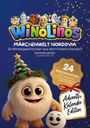 "WINOLINOS MÄRCHENWELT NORDOVIA. 24 Wintergeschichten. Advents Kalender Edition." Bunte Figuren und ein Kuscheltier.