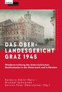 Logo: leykam: Universitätsverlag. Illustration eines Gerichtsgebäudes mit Baugerüst. Roter Hintergrund.
