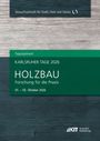 Tagungsband Karlsruher Tage 2026 Holzbau. Forschung für die Praxis. 01.–02. Oktober. Holztextur Hintergrund.
