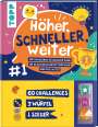 Ursula Schwab: Höher, schneller, weiter! Der Challenge-Spieleblock mit 3 Würfeln, Buch