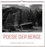 "POESIE DER BERGE" steht groß. Unten: "Werner Schwab | Ars Vivendi 2028". Schwarze Hütte vor Wald und Bergen.