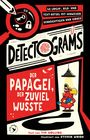 "Der Papagei, der zuviel wusste." Illustration: roter Papagei mit Detektivmütze, Lupe mit Schlüssel, Fußabdrücken, Schloss.
