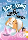 Text: King-Kong das Liebesschwein. Illustration: Ein Meerschweinchen mit Ballons, ein Kind schaut hervor.